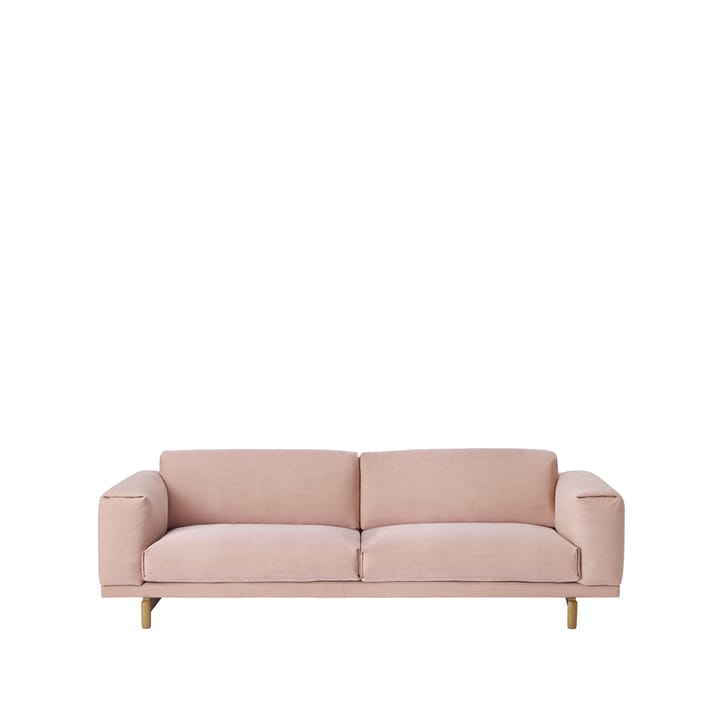 Rest sofa - 3-pers. stof Steelcut Trio 515 rose, ben i eg - Muuto