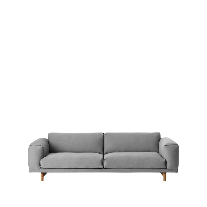 Rest sofa - 3-pers. stof Steelcut Trio ii 133 light grey, ben i eg - Muuto