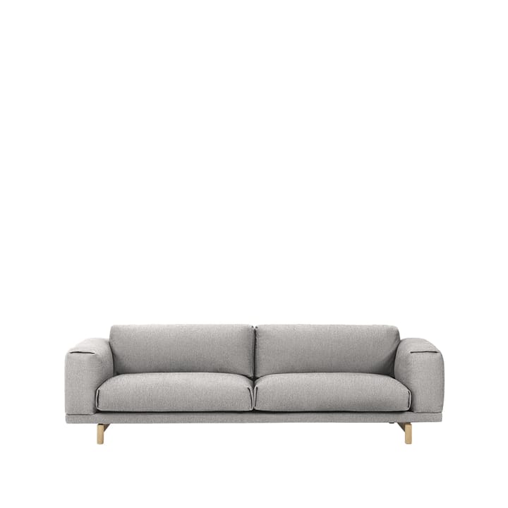 Rest sofa - 3-pers. stof Vancouver 14 light grey, ben i eg - Muuto