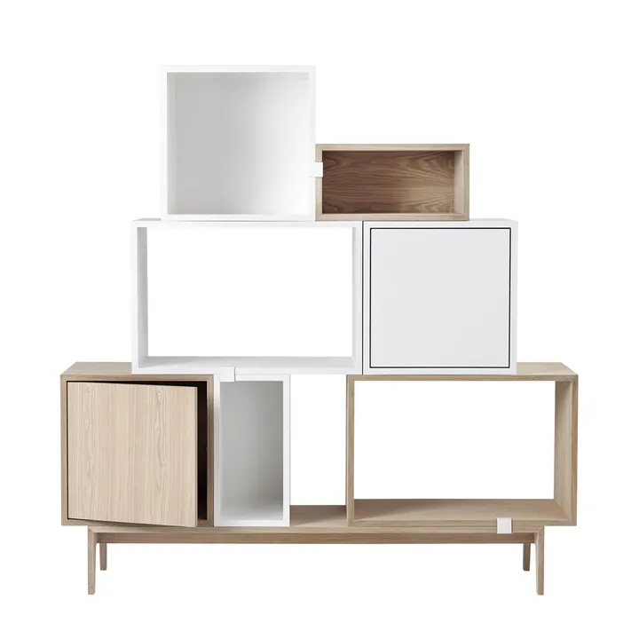 Stacked opbevaringssystem med dør, medium - hvid - Muuto