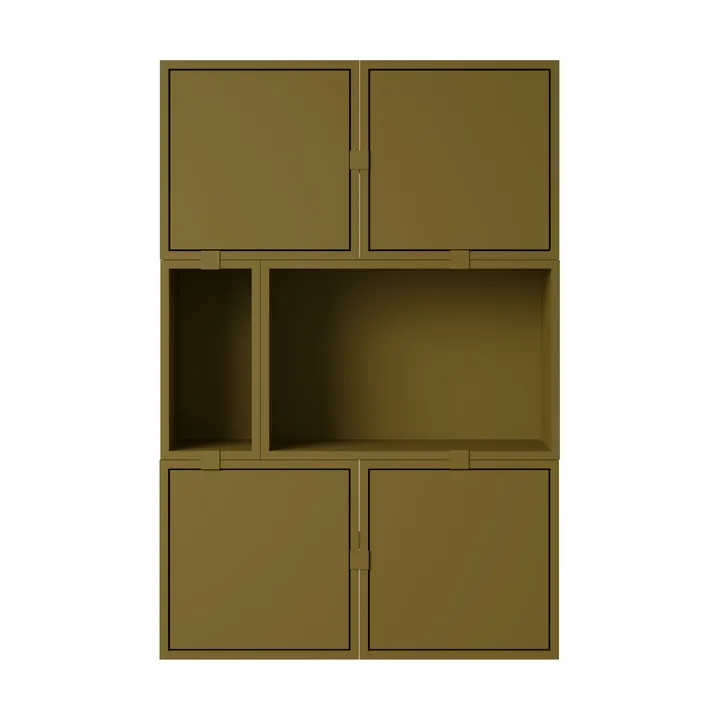 Stacked opbevaringssystem sideboard konfiguration 4 - Brown green - Muuto