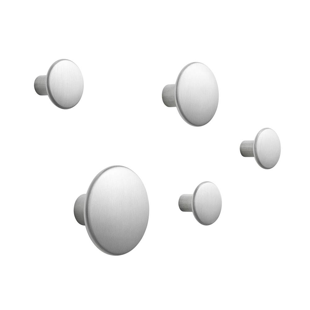 Muuto The Dots knager - metal 5 stk Aluminium | Skandinavisk Design | Kroge & knager | Sølv