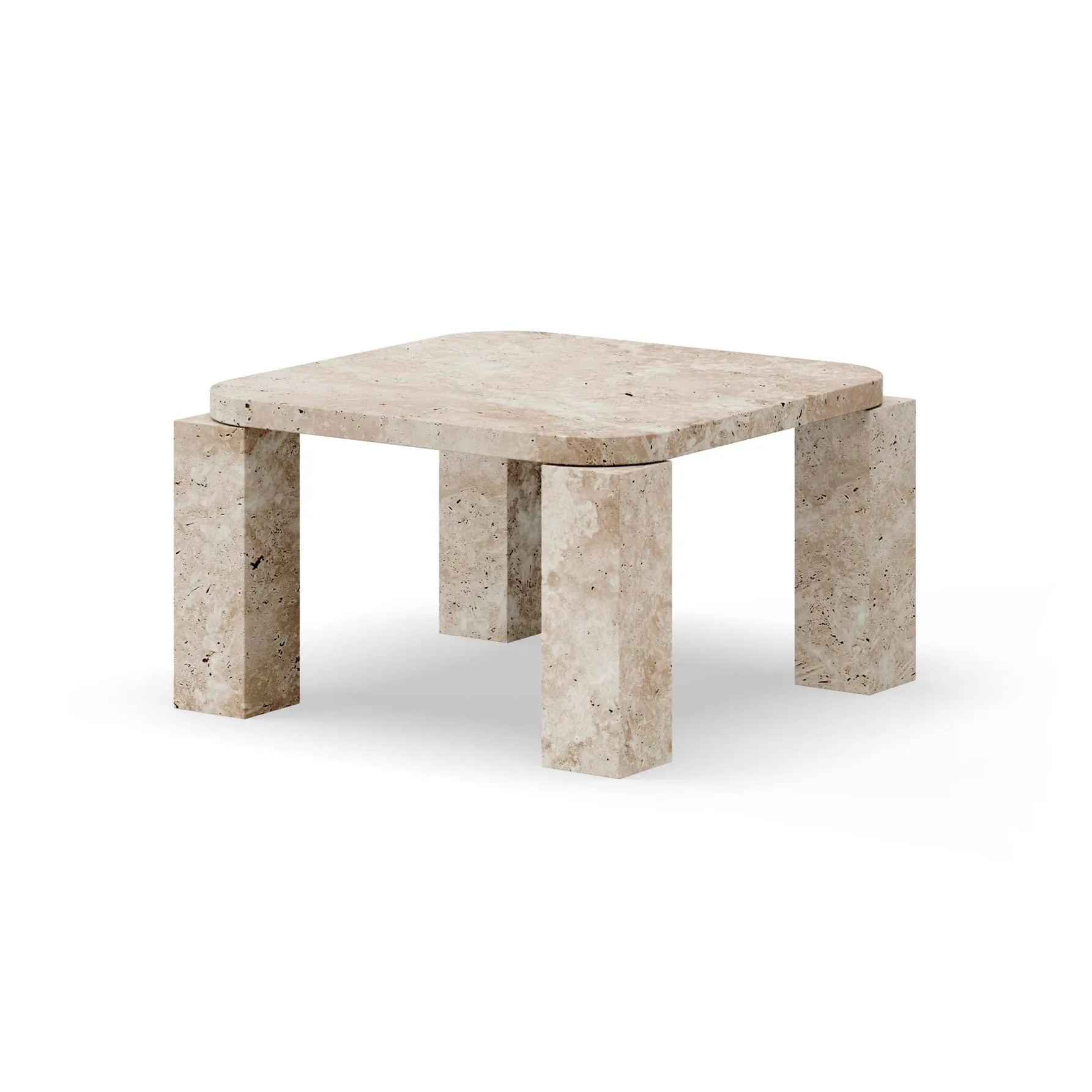 Atlas sofabord 60x60 cm, Unfilled Travertine New Works