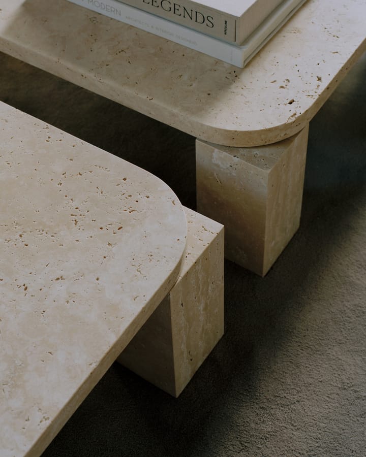 Atlas sofabord 82x82 cm, Unfilled Travertine New Works
