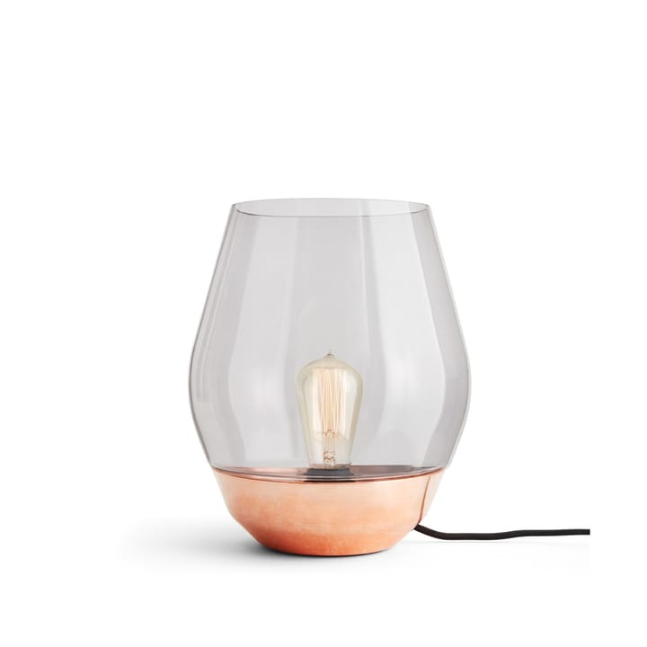 Bowl bordlampe - raw copper, lyst røgfarvet glas - New Works
