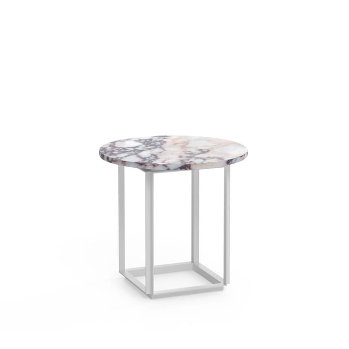 Florence sidebord, white viola marble, Ø50 cm, hvidt stel New Works