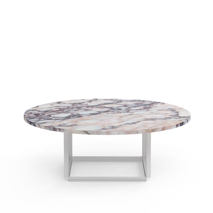 Florence sofabord - white viola marble, Ø90 cm, hvidt stel - New Works
