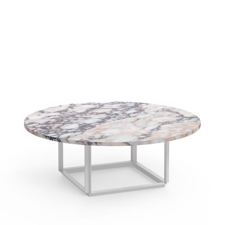 Florence sofabord, white viola marble, Ø90 cm, hvidt stel New Works