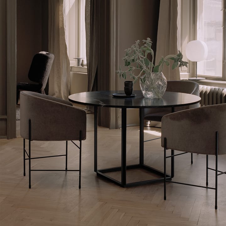 Florence spisebord rundt, walnut, Ø120 cm, sort stel New Works