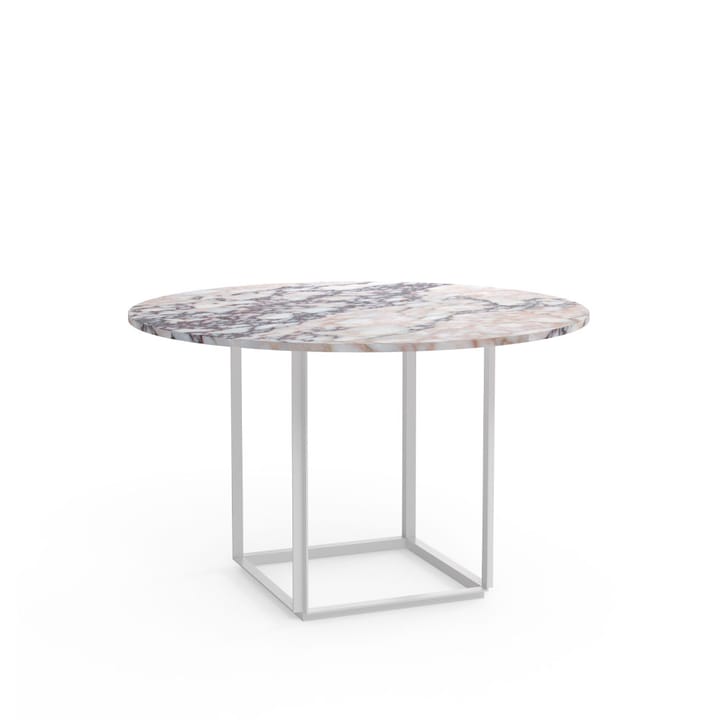 Florence spisebord rundt - white viola marble, Ø120 cm, hvidt stel - New Works