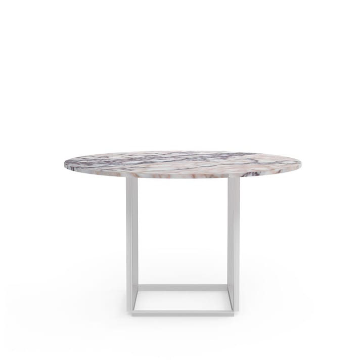 Florence spisebord rundt, white viola marble, Ø120 cm, hvidt stel New Works