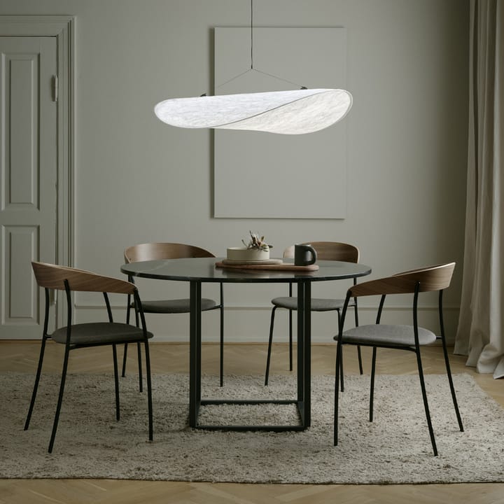Florence spisebord rundt, white viola marble, Ø120 cm, hvidt stel New Works