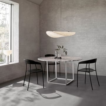 Florence spisebord rundt - white viola marble, Ø120 cm, hvidt stel - New Works