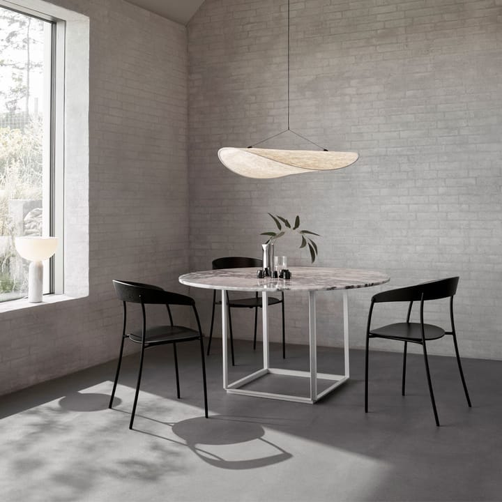 Florence spisebord rundt, white viola marble, Ø120 cm, hvidt stel New Works