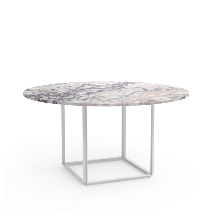 Florence spisebord rundt - white viola marble, Ø145 cm, hvidt stel - New Works