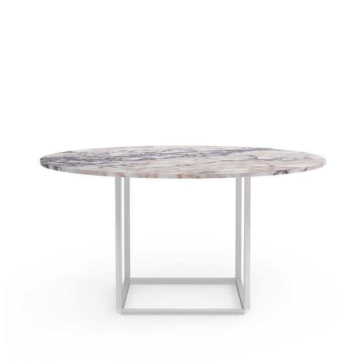 Florence spisebord rundt - white viola marble, Ø145 cm, hvidt stel - New Works