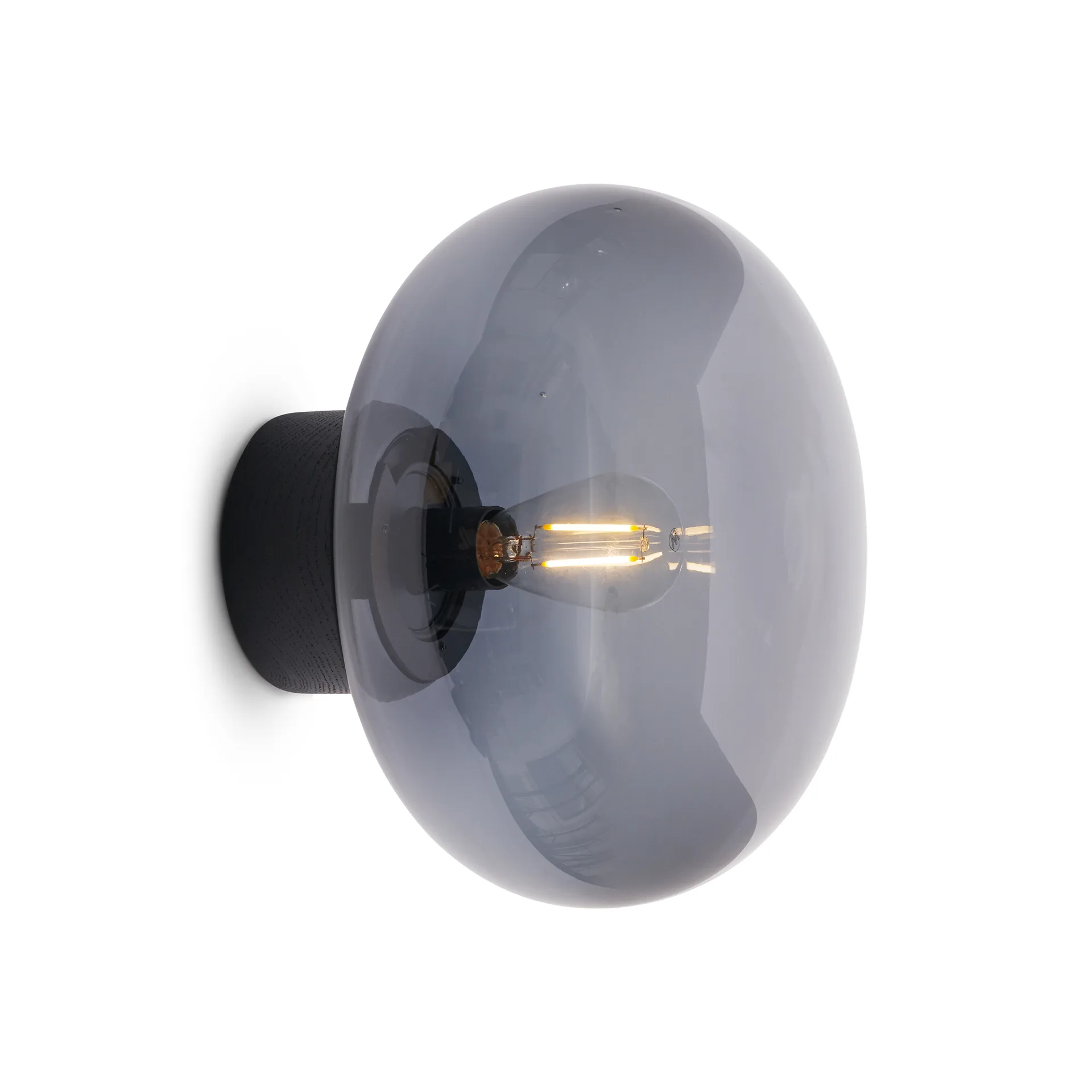 Karl-Johan væglampe, Black stained oak/Smoked glass New Works