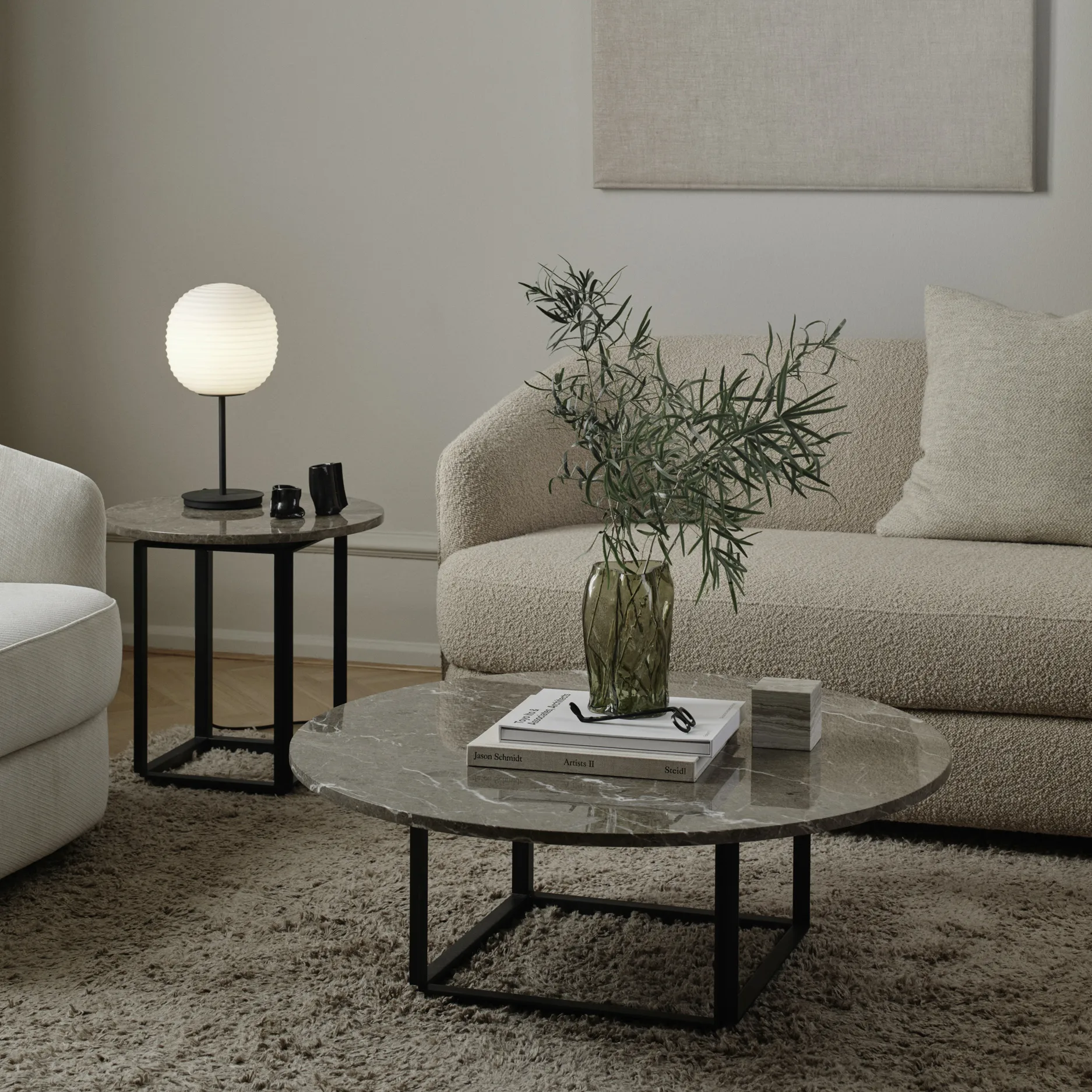 Lantern bordlampe small, Frosted white opal glass New Works