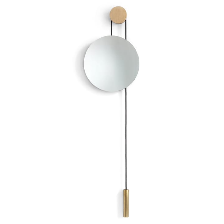 Rise and Shine spejl, Natural oak/Brass weight New Works