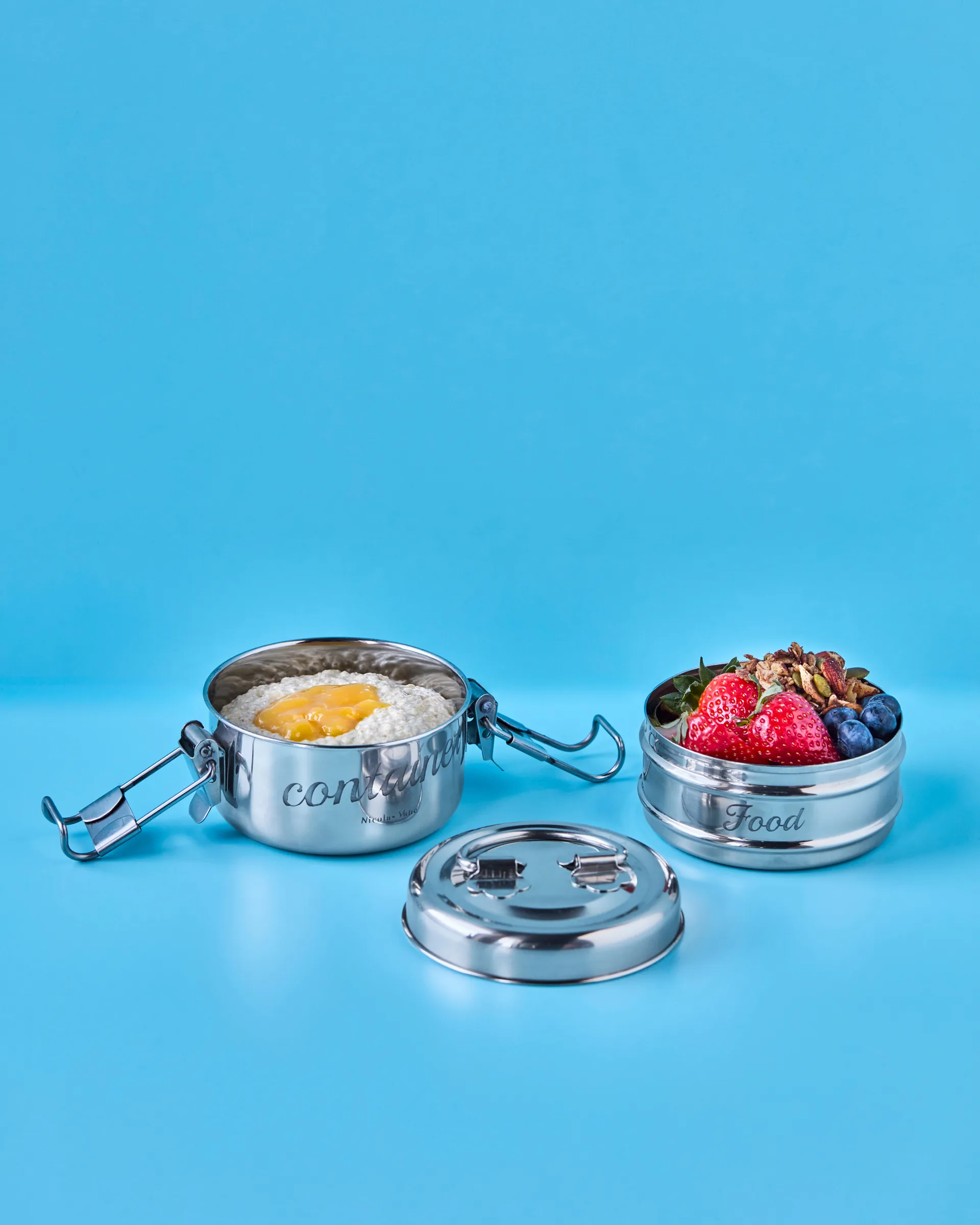 Nicolas Vahé madkasse 2 dele, Sølvfinish, Ø10 cm Nicolas Vahé