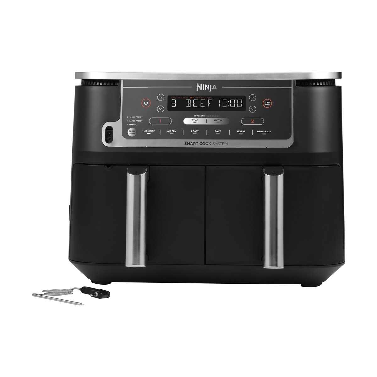 Ninja Foodi Max AF451 Airfryer Dual Zone med termometer 9,5 L Sort