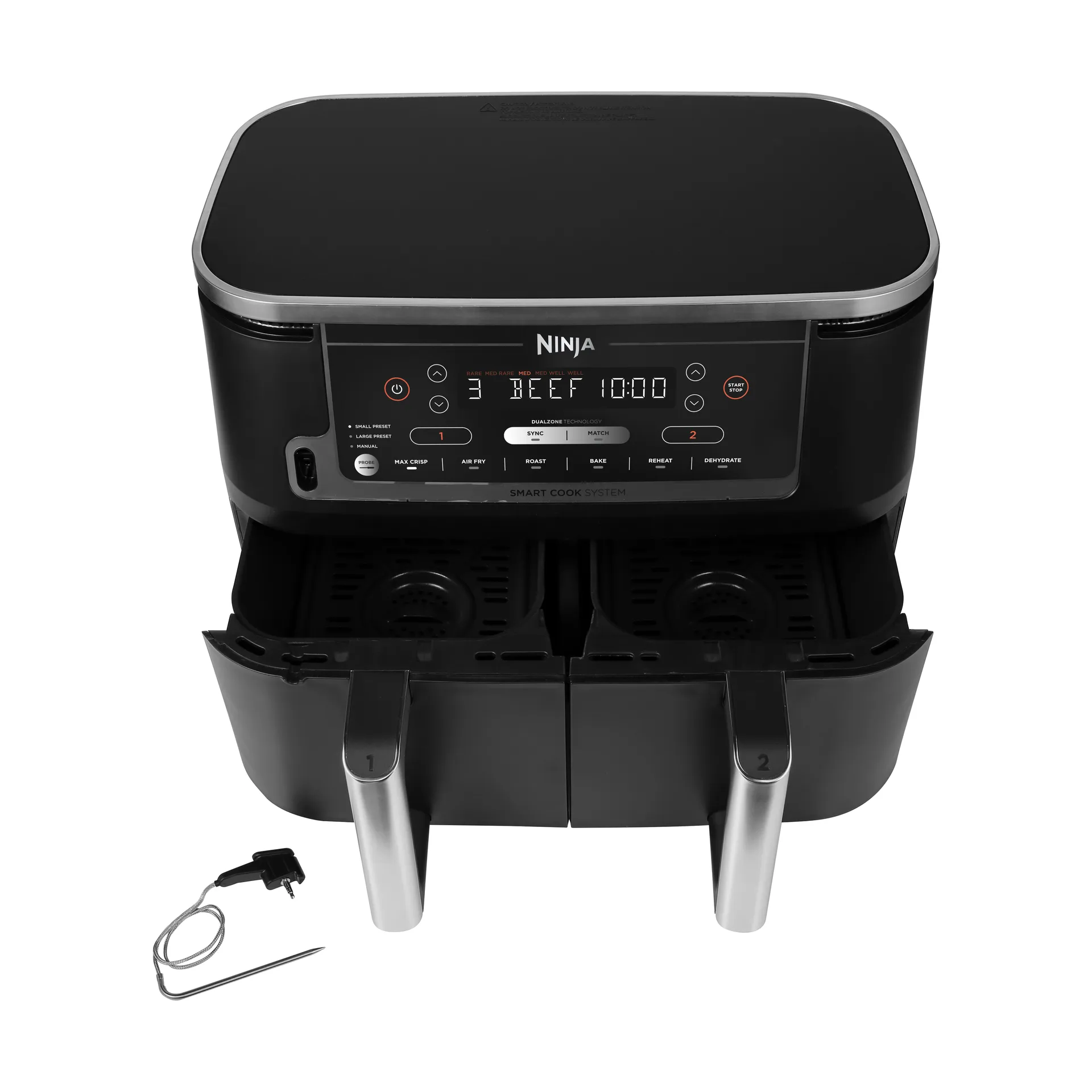 Ninja Foodi Max AF451 Airfryer Dual Zone med termometer 9,5 L, Sort Ninja