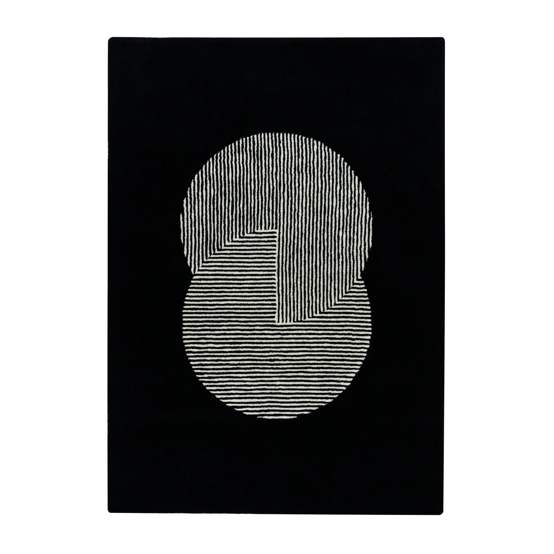 Circles uldtæppe sort, 170x240 cm NJRD