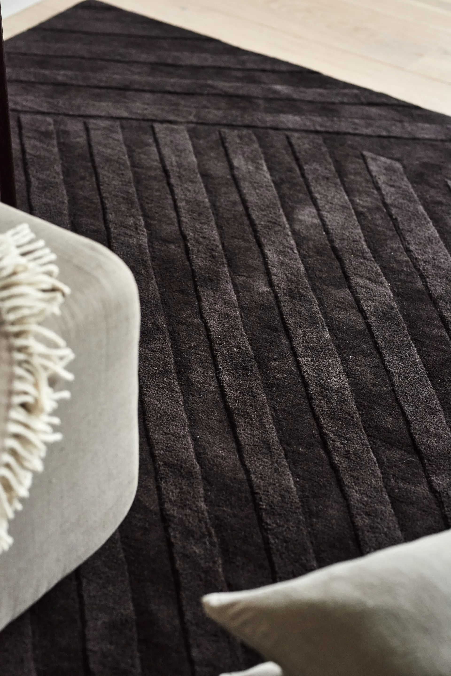 Levels Stripes uldtæppe, Brun, 170x240 cm NJRD