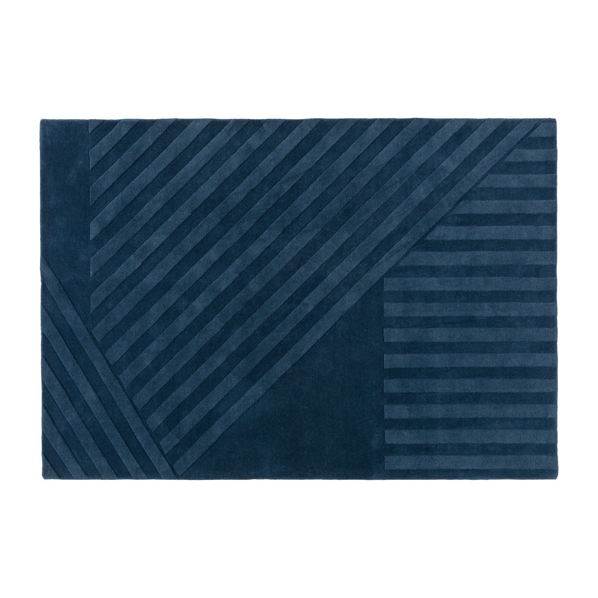 NJRD Levels uldtæppe stripes blå 170x240 cm