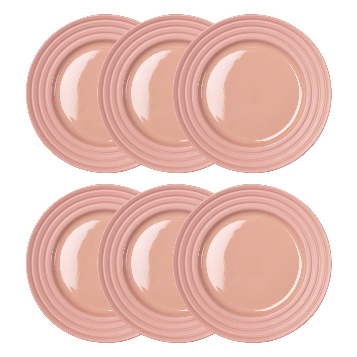 NJRD Lines lille tallerken Ø21 cm 6 stk. pink | Skandinavisk Design | Assietter | Pink