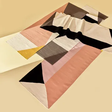 Stripes blocks kelimtæppe sort - 80x240 cm - NJRD