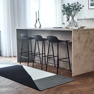 Stripes blocks kelimtæppe sort - 80x240 cm - NJRD