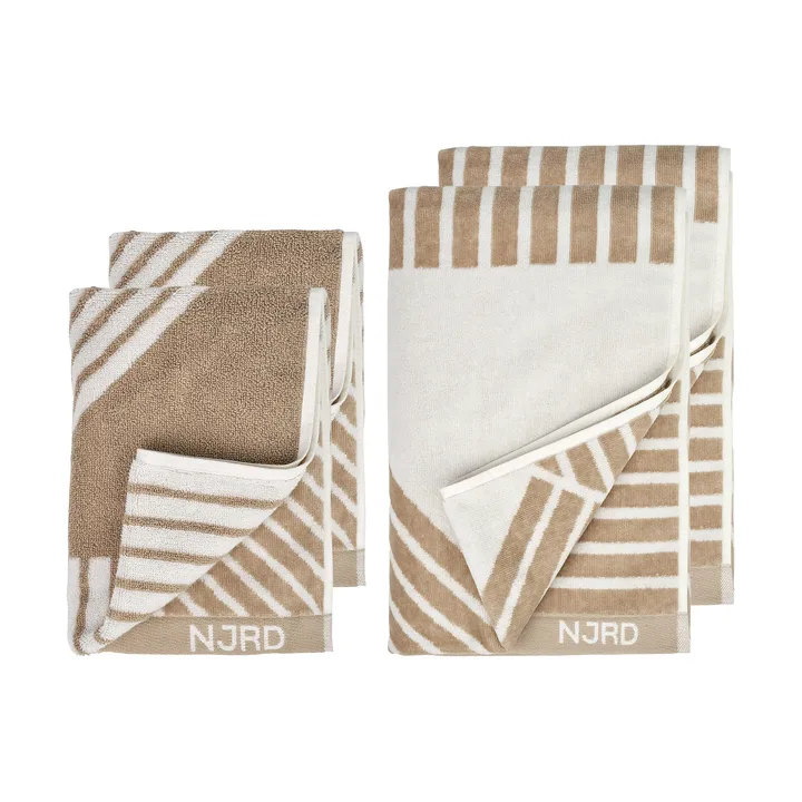 Stripes håndklædesæt 4 dele - Beige - NJRD