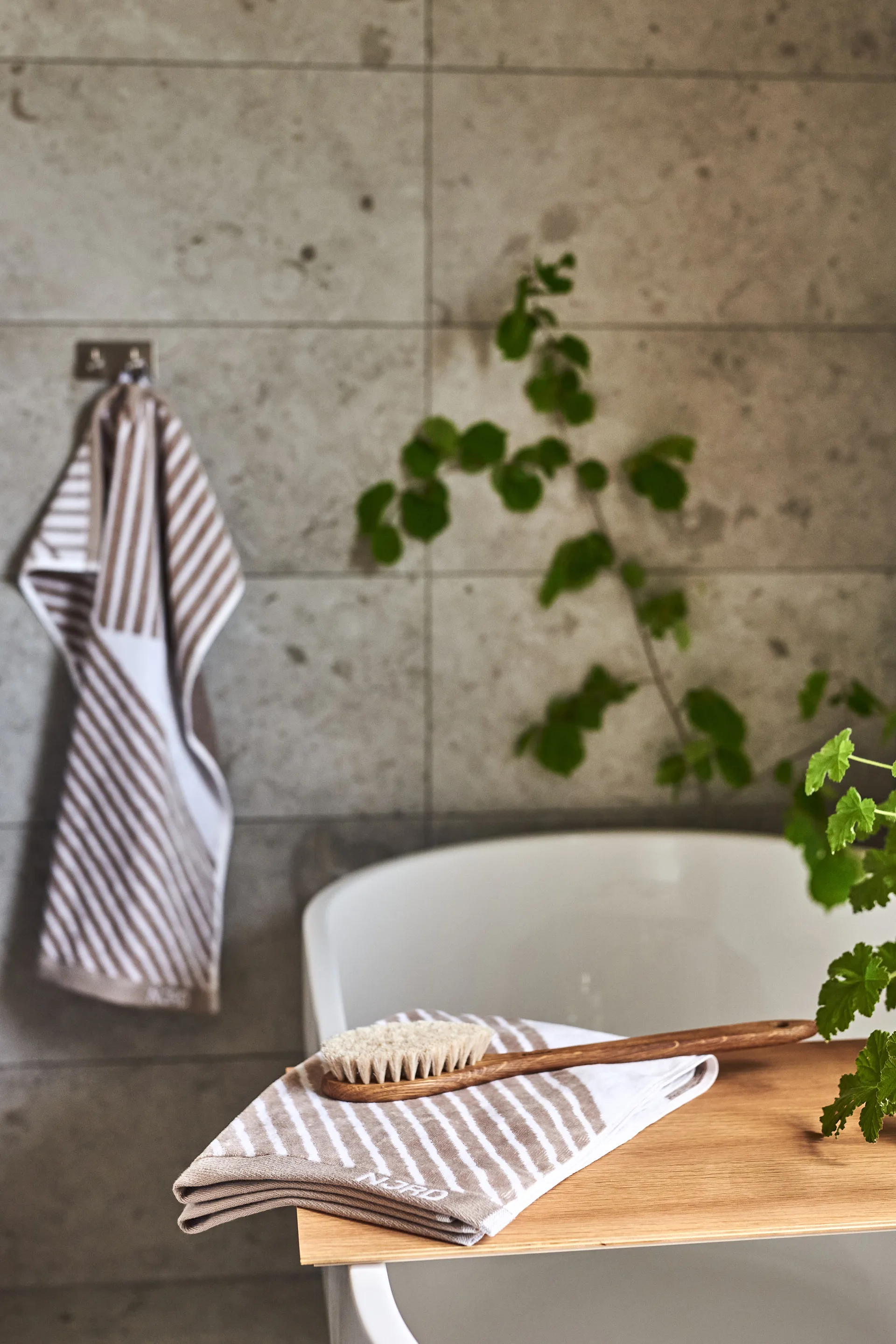 Stripes håndklædesæt 4 dele - Beige NJRD