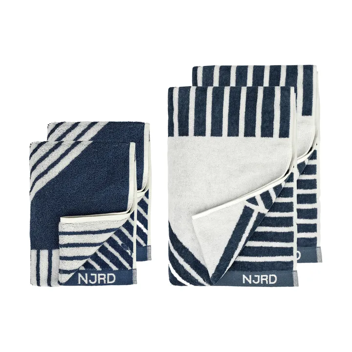 Stripes håndklædesæt 4 dele - Blå - NJRD