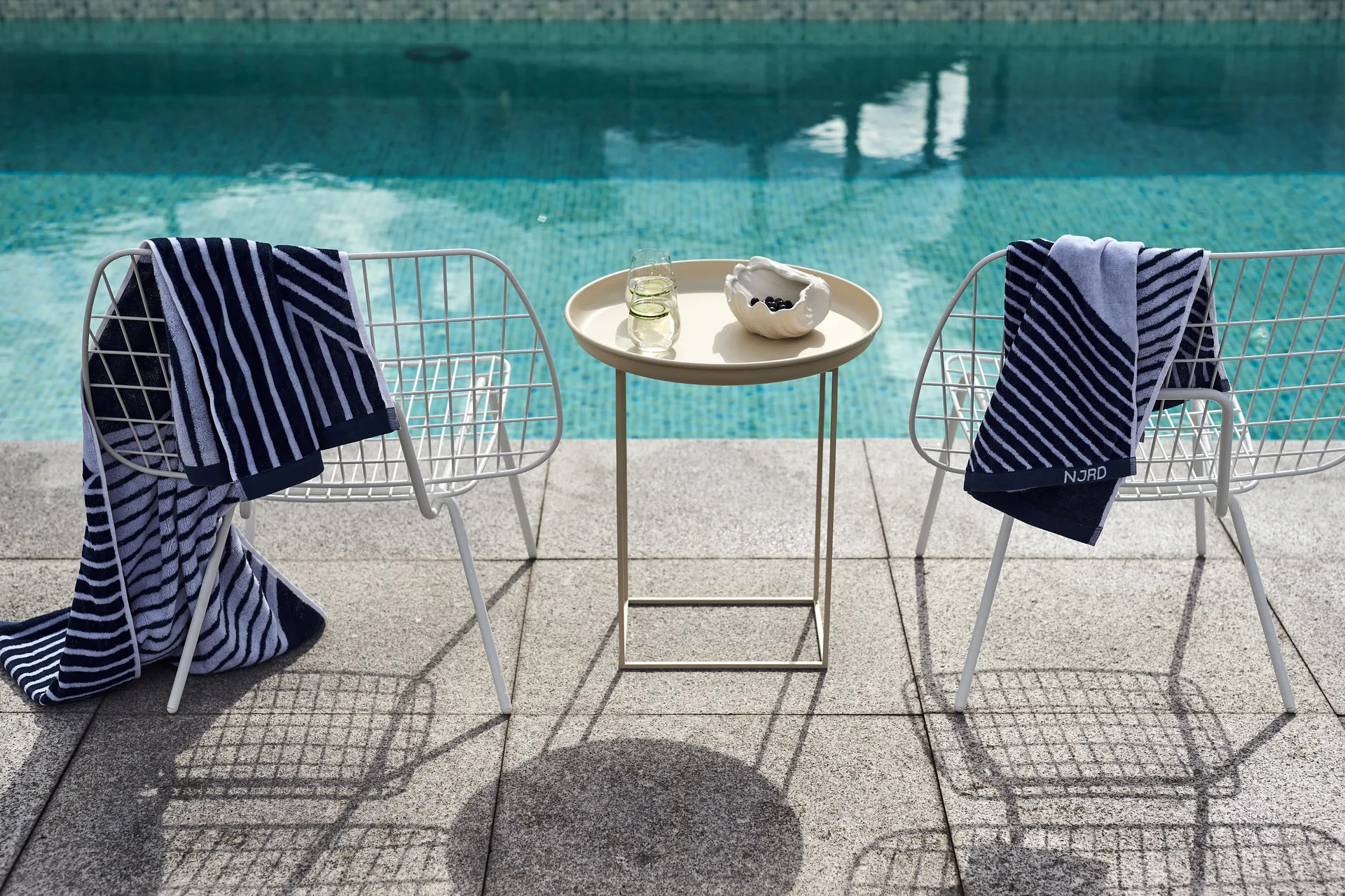 Stripes håndklædesæt 4 dele - Blå NJRD