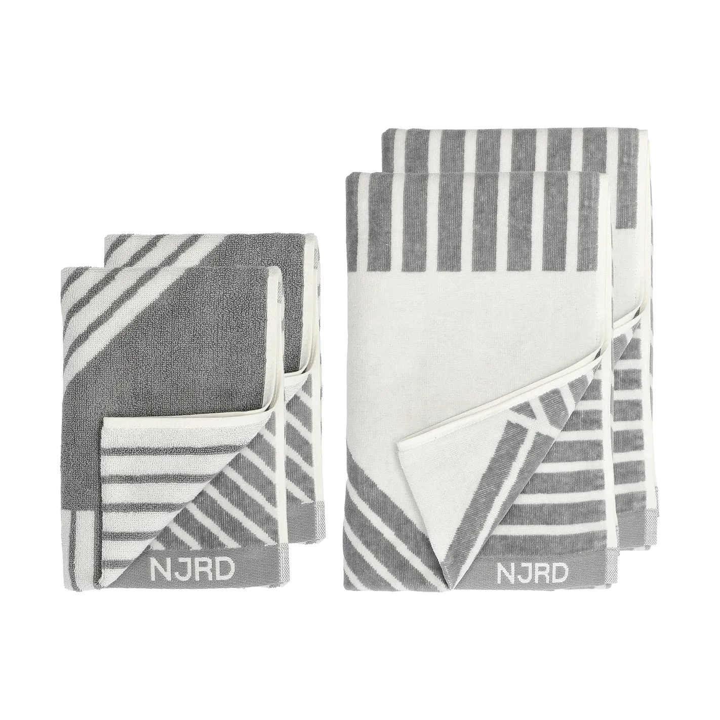 Stripes håndklædesæt 4 dele - Grå,  NJRD