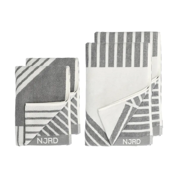 Stripes håndklædesæt 4 dele - Grå - NJRD