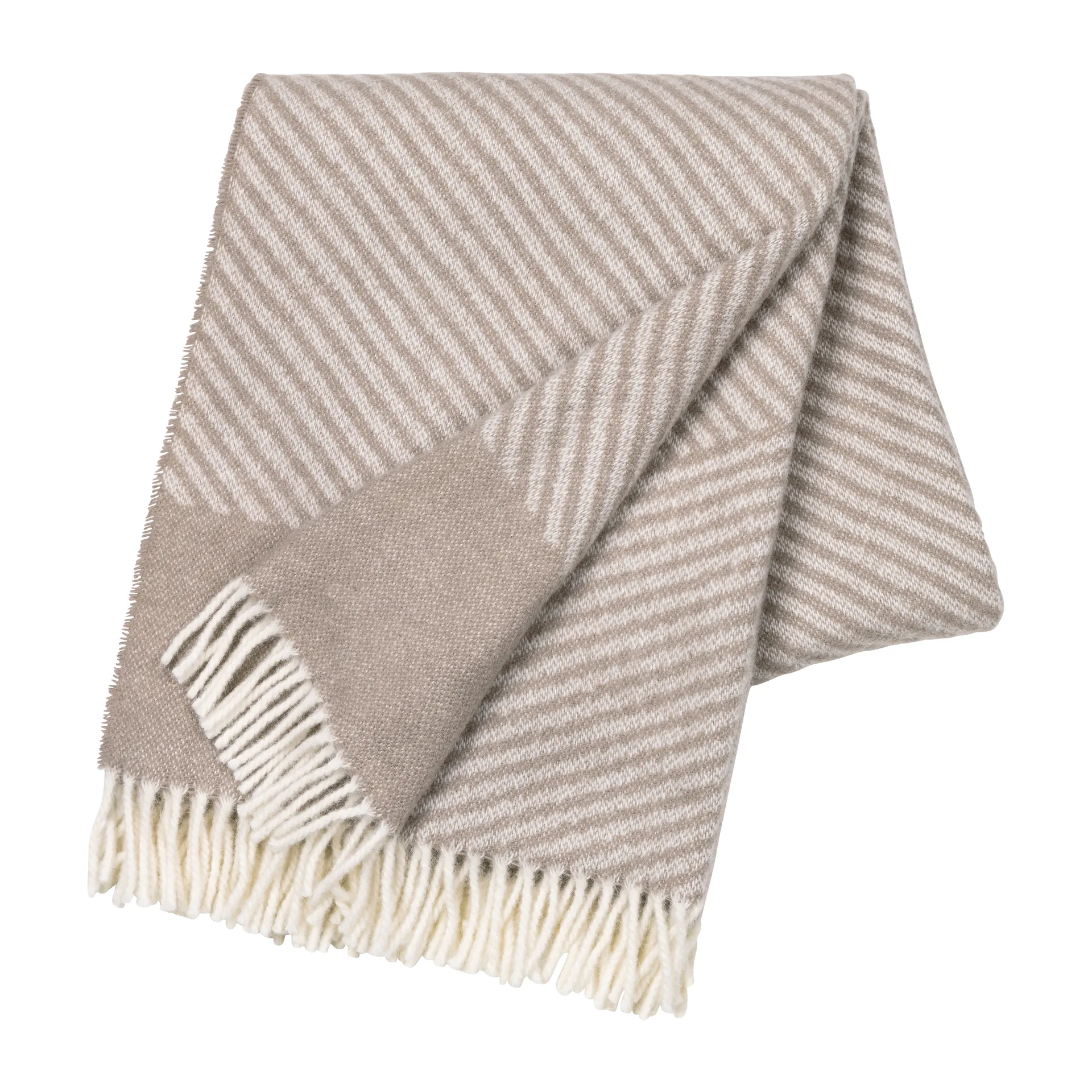 Stripes uldplaid 130x185 cm, Beige NJRD