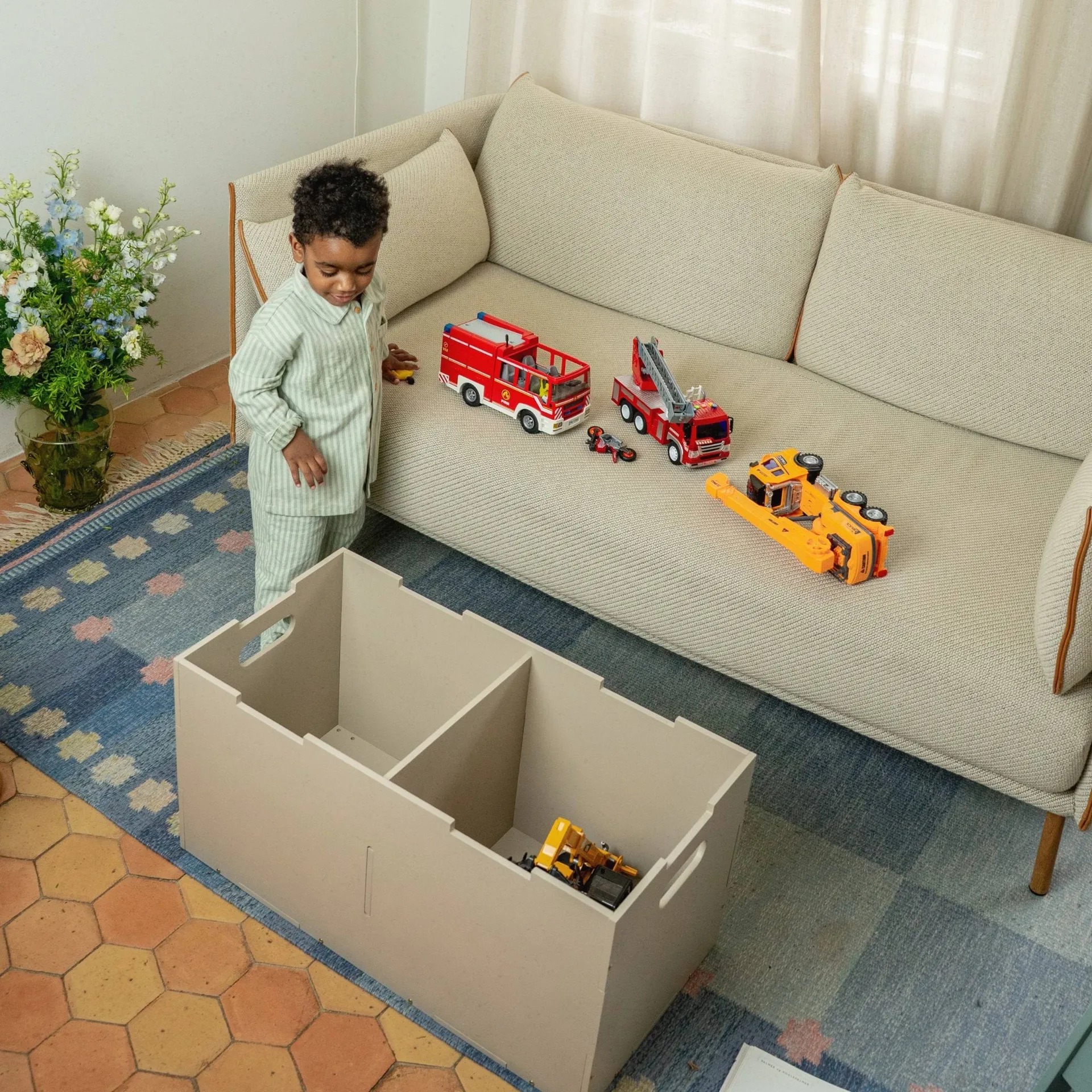 Cube Long opbevaringsboks, Beige Nofred
