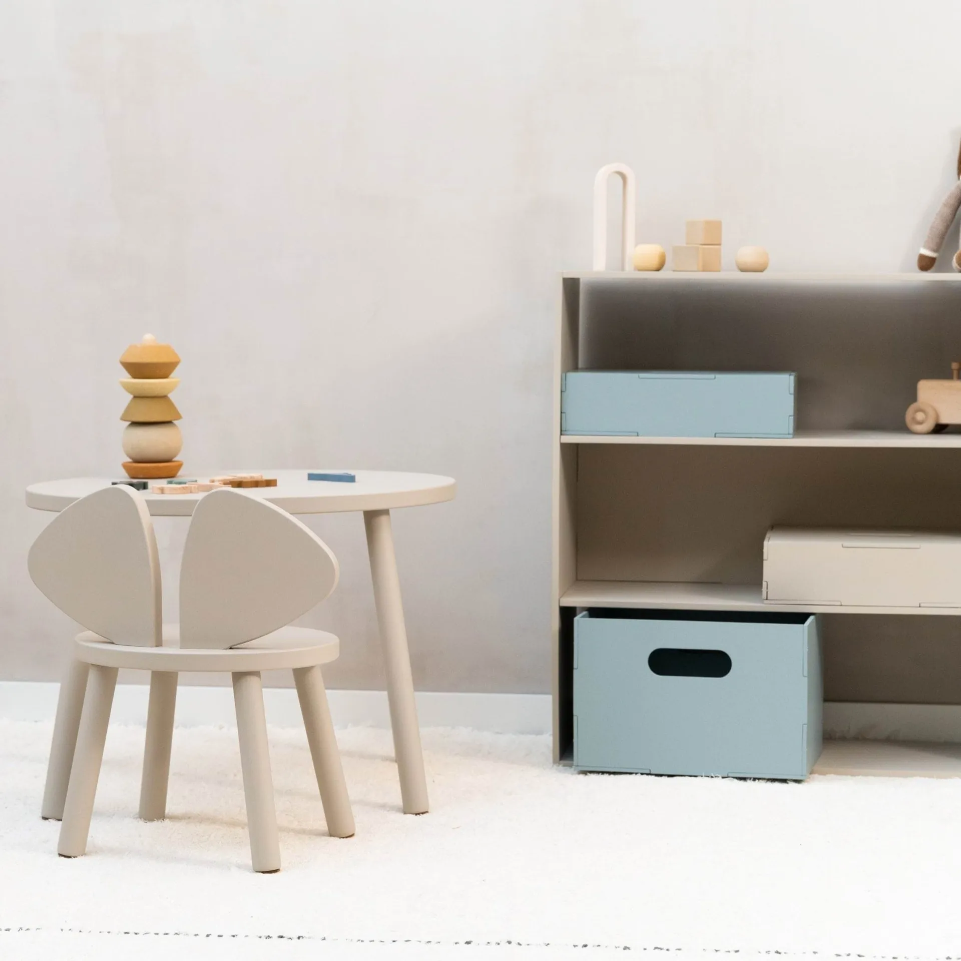 Mouse sæt børnestol + bord, Beige Nofred