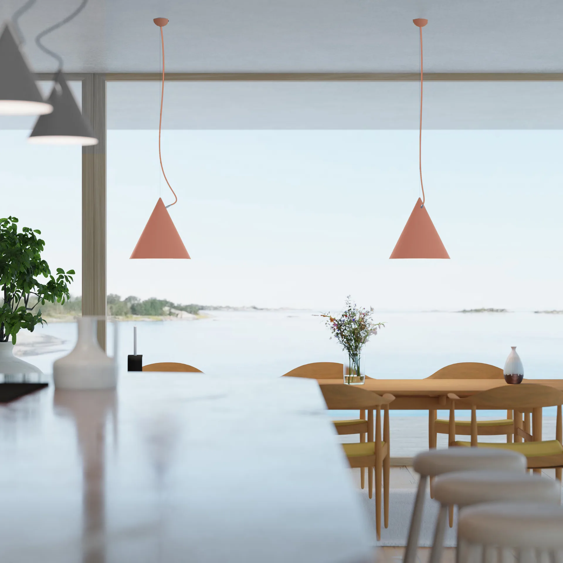 Castor pendel 40 cm, Abrikos-abrikos-sølv Noon