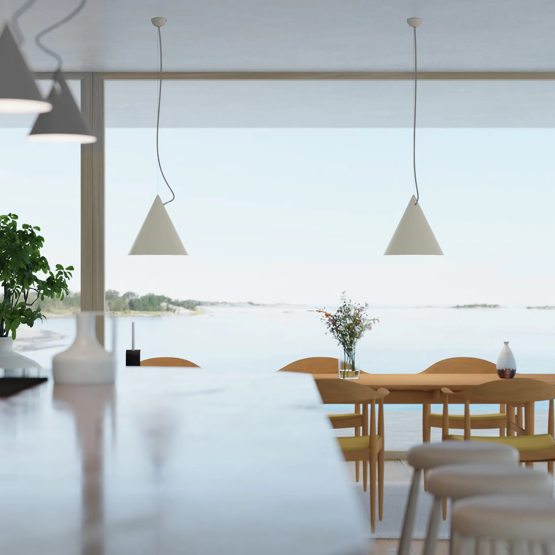 Castor pendel 40 cm, Grå-lysegrå-sølv Noon