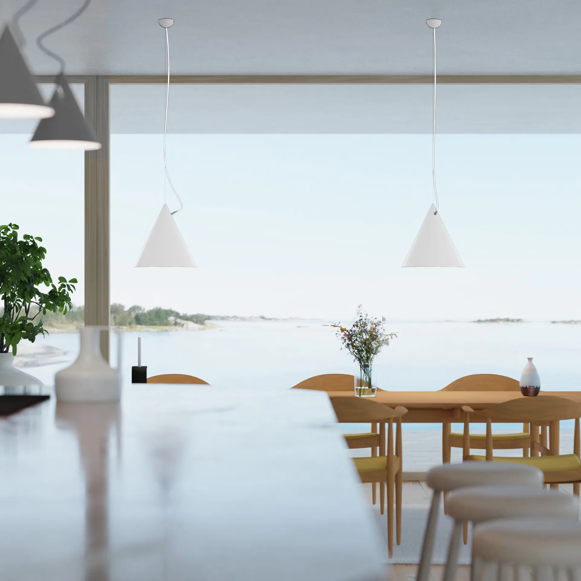 Castor pendel 40 cm, Hvid-hvid-sølv Noon