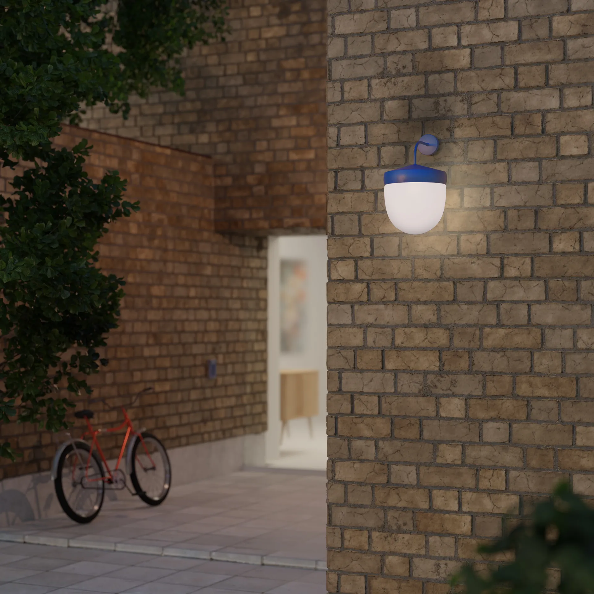 Pan væglampe frostet 30 cm, Blå Noon