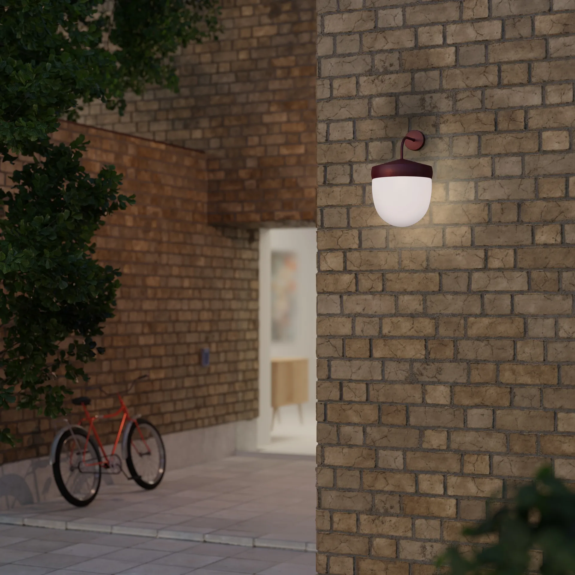 Pan væglampe frostet 30 cm, Bordeauxrød Noon