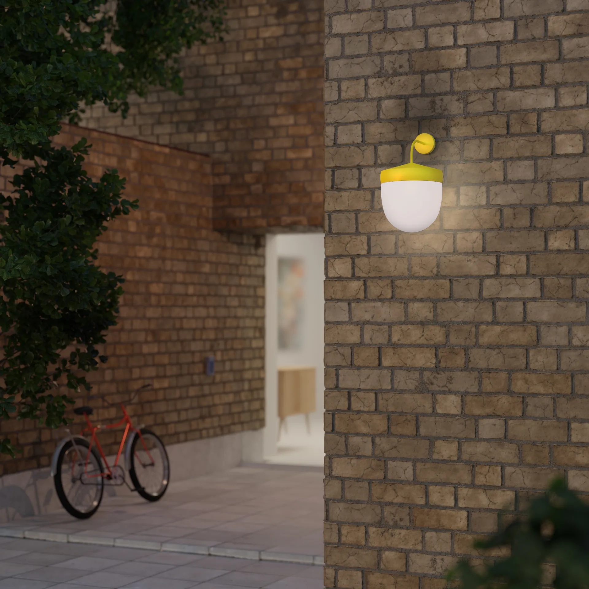 Pan væglampe frostet 30 cm, Gul Noon