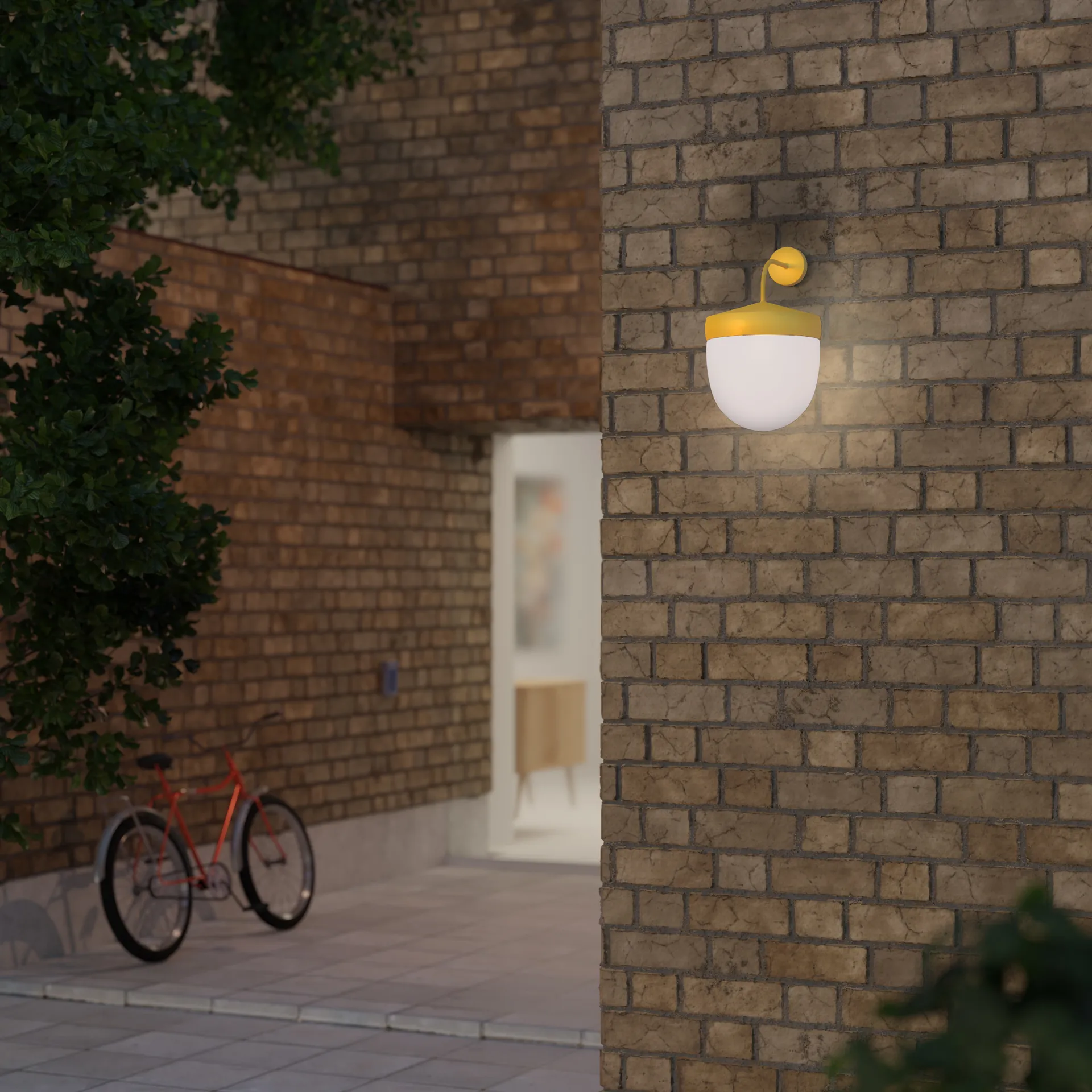 Pan væglampe frostet 30 cm, Guldgul Noon