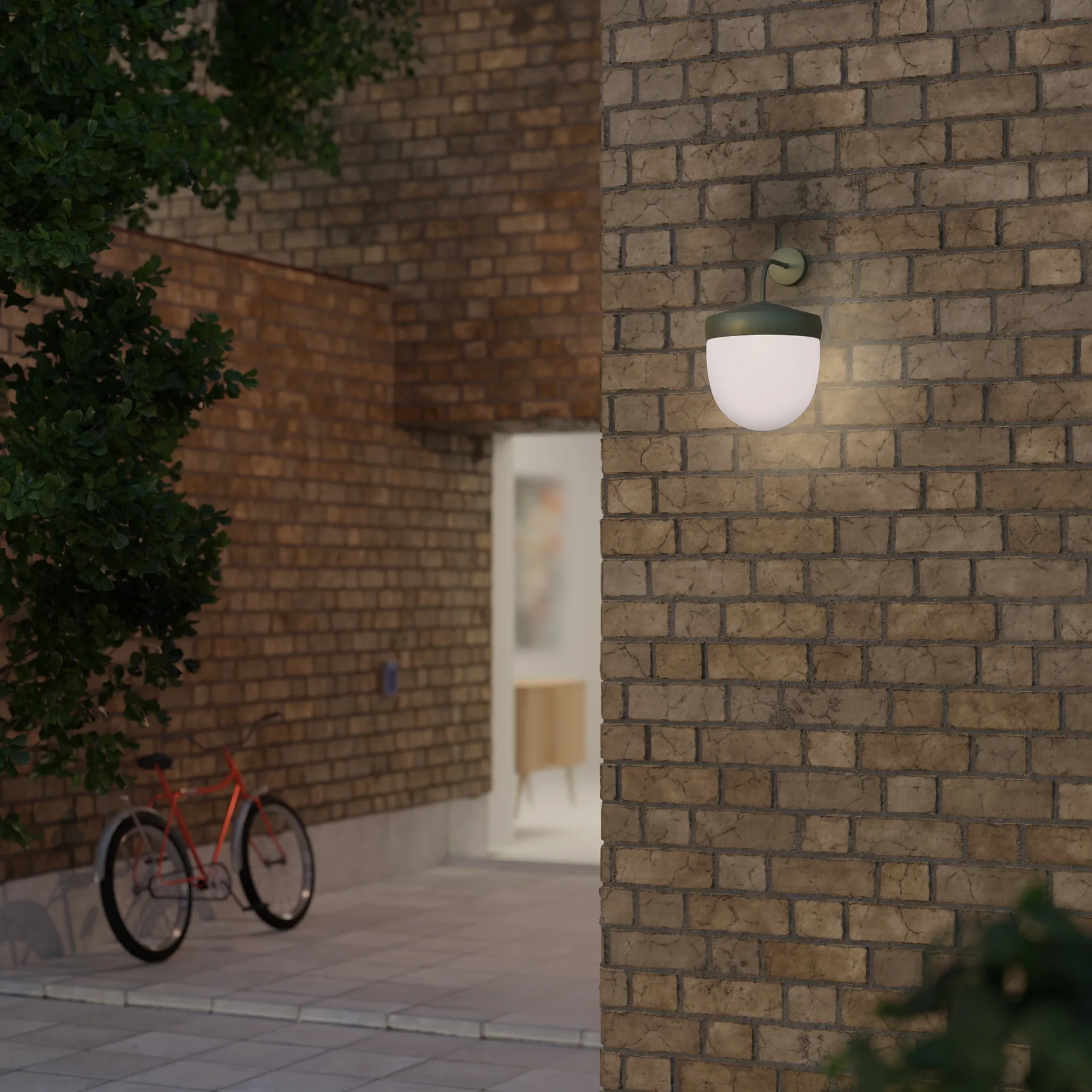 Pan væglampe frostet 30 cm, Militærgrøn Noon