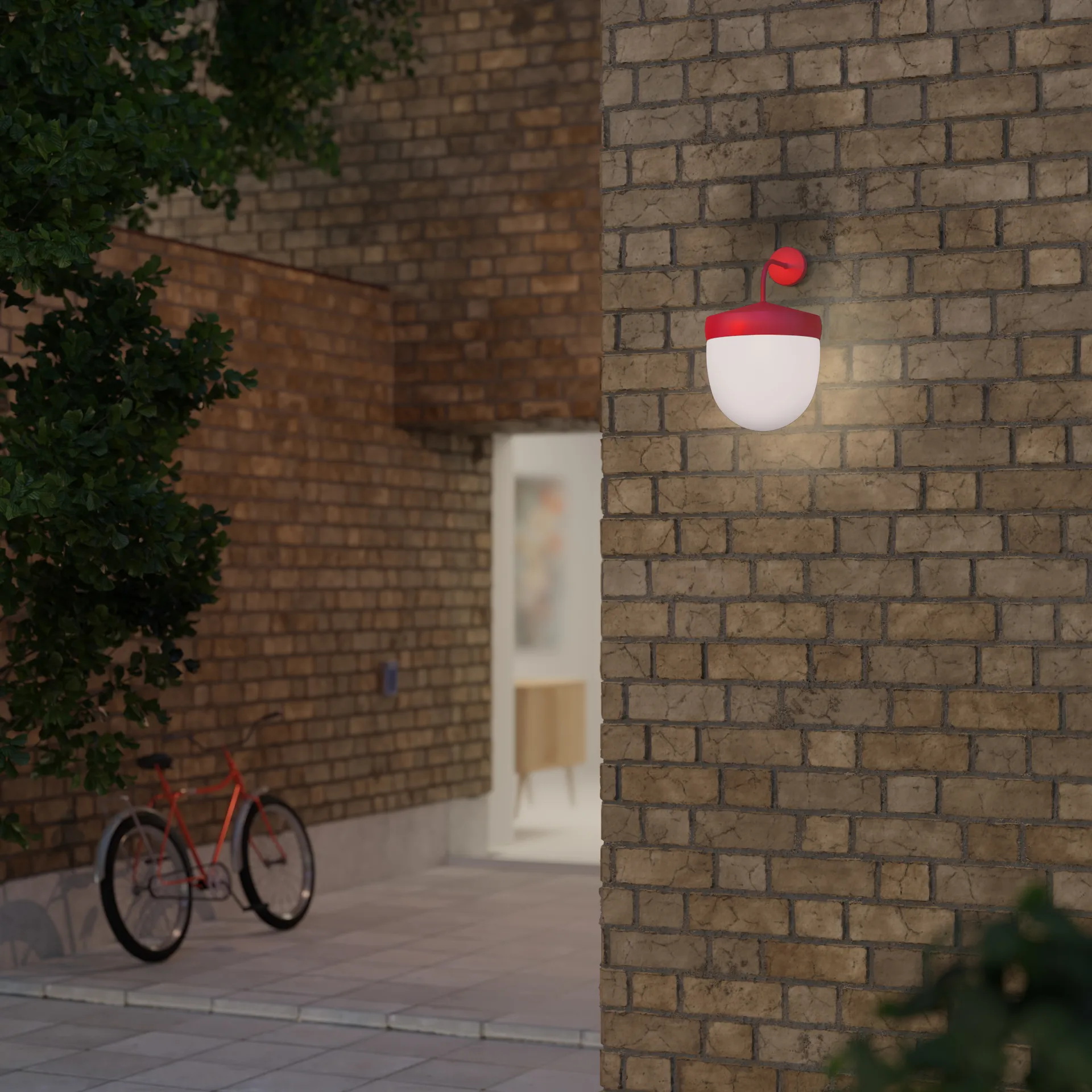 Pan væglampe frostet 30 cm, Rød Noon